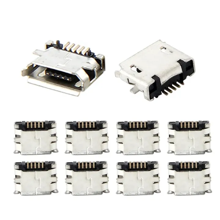 10Pcs Micro USB Type B Female 5Pin Soldering USB Port Jack Tail ...