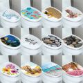 Pedestal Pan Cover Sticker Waterproof Removable 3D Flower Print Toilet Stool Commode Sticker Home Bathroom Decoration 23*38cm.