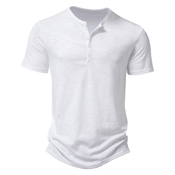 Henley%20Collar%20Summer%20Men's%20Casual%20Solid%20Color%20Short%20Sleeve%20T%20Shirt%20For%20Men%20Fashion%20Button%20Polo%20Male%20High%20Quality%20Top%20Tees%20Shirts%20-%20Image%203