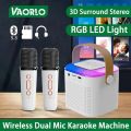 Y1 Microphone Karaoke Machine Bluetooth Speaker 5.3 System with 2 Wireless Mics and RGB Light - Perfect for Home and Family Singing. 