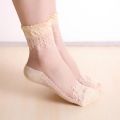 1 Pair Spring Summer Ladies Ultrathin Lace Embroidery Silk Transparent Glass Crytal Stretch Women Soft Elastic Breathable Socks.