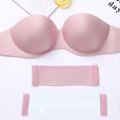 Womens Strapless Bra Tube Top Bra Push Up Beige/Black Brassiere Invisible Balconette Bra Seamless Underwear Wedding Dress. 