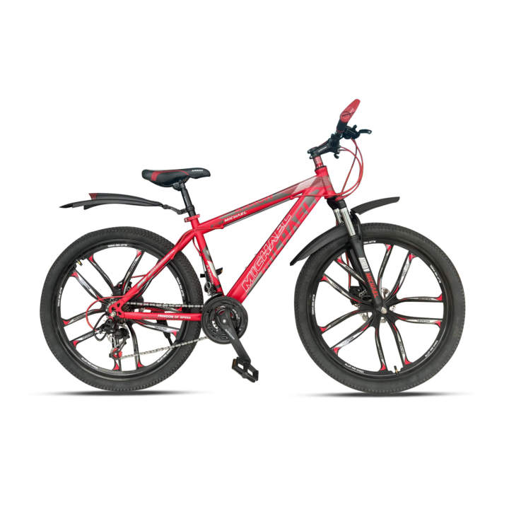 Arrow Bicycle 26 inch MICHAEL MTB Speed 21 Red Color 10 Blade Mag Wheel Bicycle