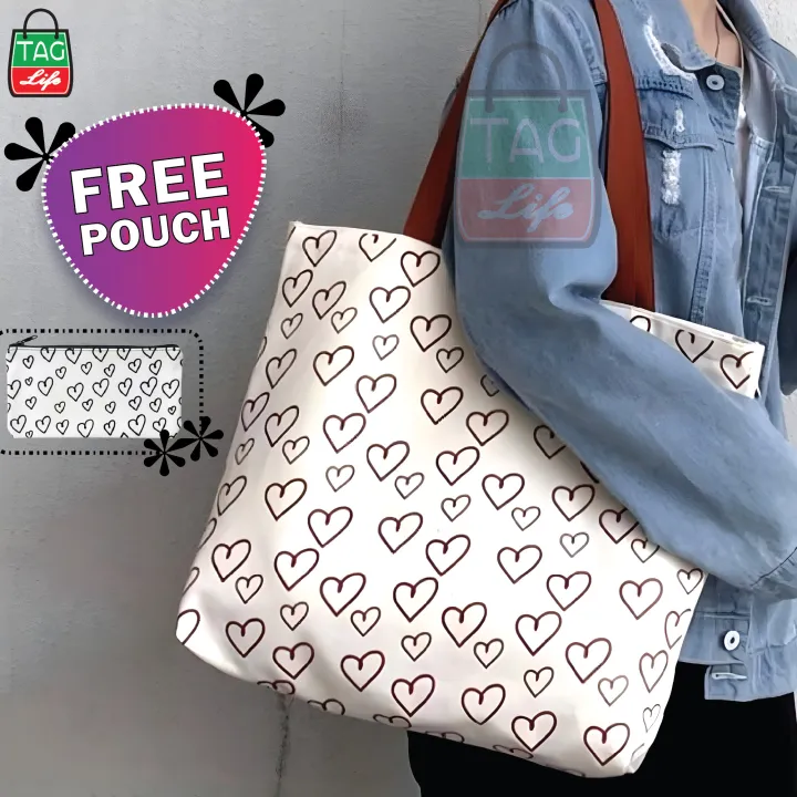 TAG%20Lifestyle%20Canvas%20Tote%20Bag/Fashionable%20Top%20Handle%20Bag%20Off%20White%20Color%20with%20Zipper%20for%20girls%20For%20University/College/Trendy%20Fashionable%20Women%20with%20free%20pouch%20-%20Image%202