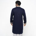 Cotton Semi Long Punjabi - Navy Blue. 