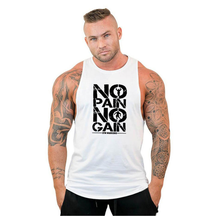 Brand gym clothing no pain no gain stringer tatop men bodybuilding tanktop singlet fitness sleeveless vest muscle Undershirt