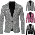 Chaqueta de lentejuelas estampadas para hombre, traje con diseño de Dj, Club, escenario, cantante, ropa para Club nocturno, boda, fiesta, 2024.