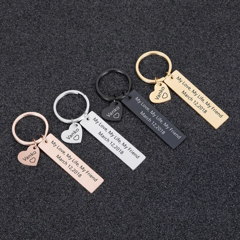 Personalized Keychain Gift Engrave Name and Date My Love My Life