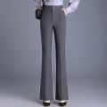Classic Gray Women Pants Office Lady High Waist Flare Pants Casual Solid Black Straight Trousers Female Streetwear Clothing.