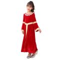 Child Girl Noble Medieval Renaissance Princess Costume Cosplay Red Velvet Kids Fancy Dress Halloween Carnival Party Fantasy.