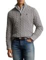 Ralph Lauren Cable-Knit Cotton Quarter-Zip Sweater โ Grey.