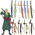 Anime One Piece Keychain Keyrings Cartoon Roronoa Zoro Action Figures Sword Kitetsu Model Accessories Toy Children Kids Gifts. 