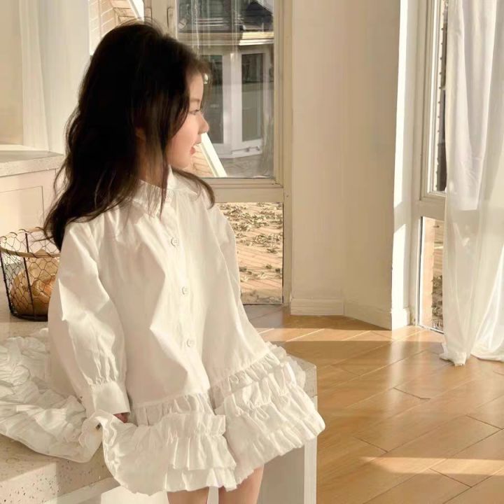Pink House Shirt Dress 2024 Spring and Autumn New Foreign Style Girls Lapel Long Sleeve Princess Dress Children's Skirt Tide