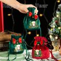Creative Christmas Children's Gift Velvet Drawstring Bag Christmas Eve Box Flannel Candy Cookies Chocolate Packing Gifts Bags. 