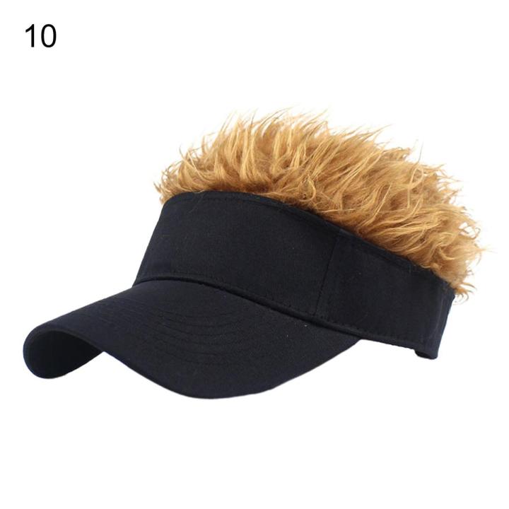 Ball cap with fake hair on sale