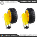 Dc Gear Motor Dual Shaft And Robotic Car Wheel for RC Car (2 Pair = 2 Yellow Motor + 2 Wheel 65mm).