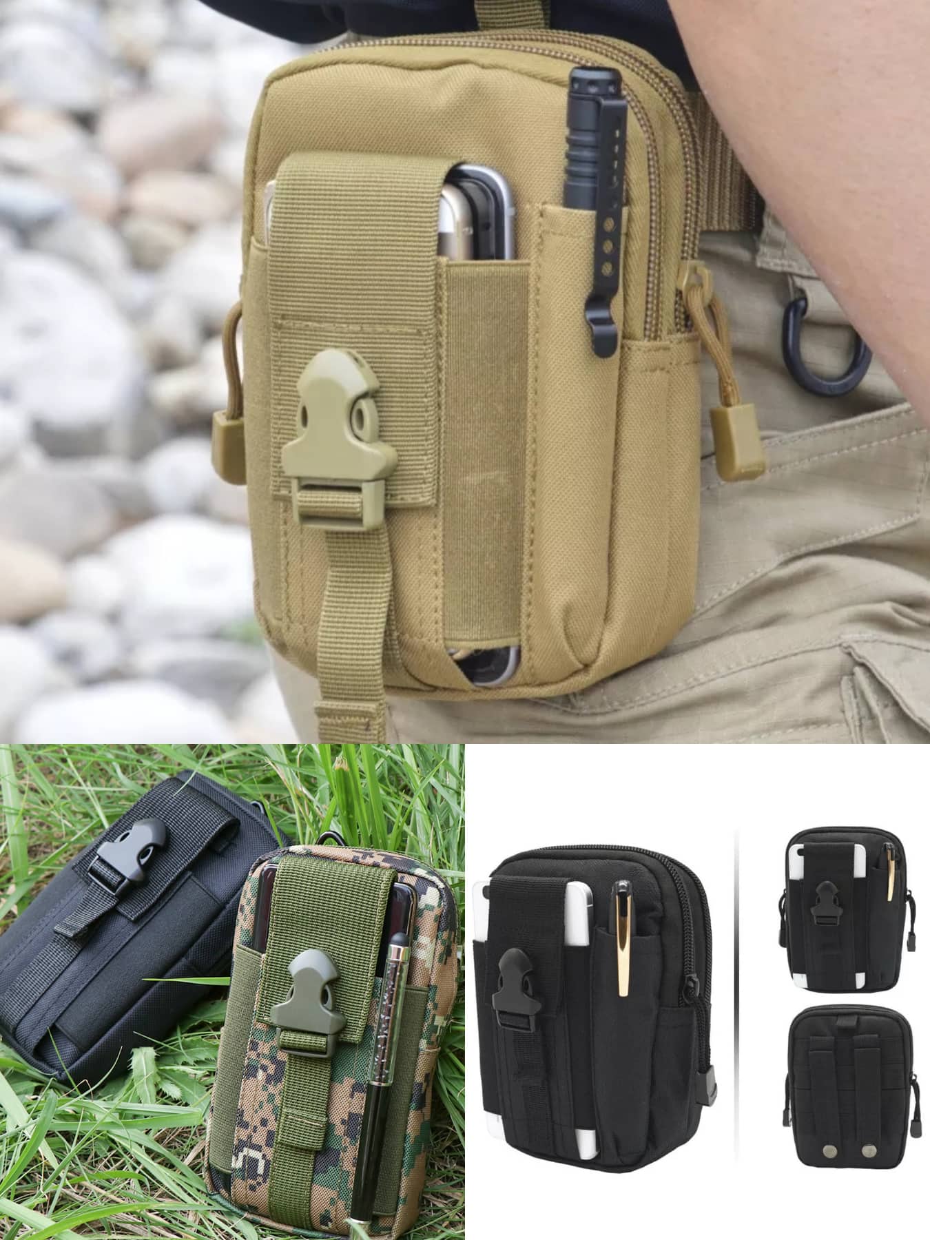 Waist Pack Men's Casual Bag Travel Purse Waterproof Belt Zipper Tactical Outdoor Sport Fanny Multifunction Pack Phone Pocket