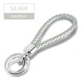 15 Colors PU Leather Braided Woven Rope Double Rings Fit DIY bag Pendant Key Chains Holder Car Keyrings Men Women Keychains K224.
