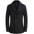 New Men Winter Wool Coat British Style Double Breasted Trench Coat Men Brand Solid Color Woolen Pea Coat Male Overcoat. 