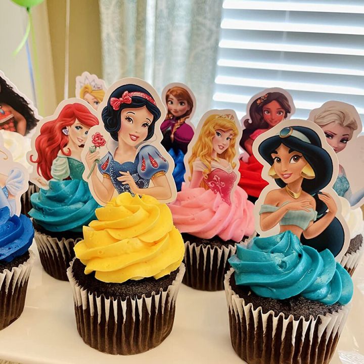 Disney Princess Cake Decorations Girls Favor Party Cake Topper Decorates Baby Shower Princess Cupcake Toppers Decor Supplies