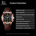 LouisWill Men Casuals Fashion Watches Quartz Watches Business Wristwatches 3ATM Waterproof Watches True Leather Strap Three-Eye Decoration Watch Luminous Pointers Wrist Watches with Calendar for Men. 