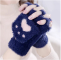 New Korean Cute Cartoon Cat Claw Warm Gloves Autumn Winter Wool Knitting Half Refers To Flip Gloves 1Pair.
