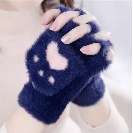 New%20Korean%20Cute%20Cartoon%20Cat%20Claw%20Warm%20Gloves%20Autumn%20Winter%20Wool%20Knitting%20Half%20Refers%20To%20Flip%20Gloves%201Pair%20-%20Image%202