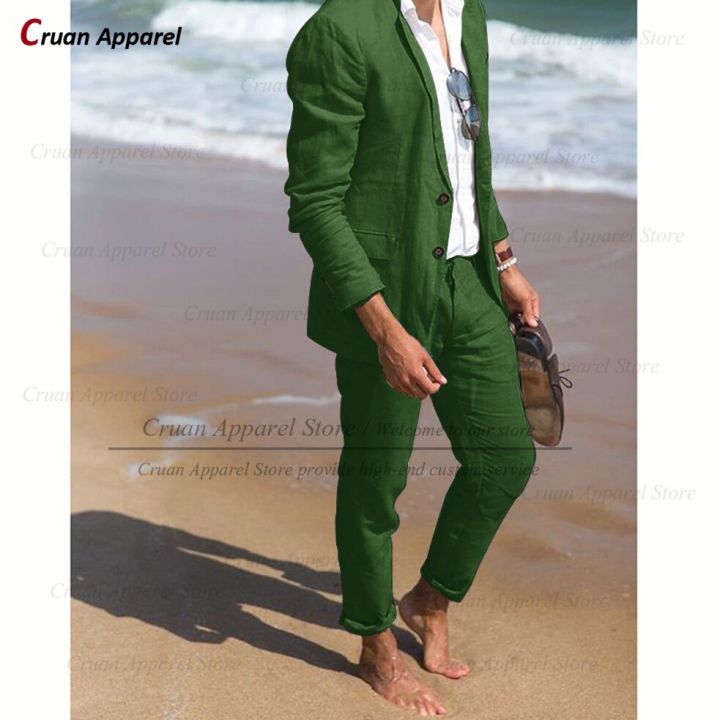 Linen%20Suits%20for%20Men%20Slim%20Fit%20Summer%20Formal%20Business%20Wedding%20Beach%20Thin%20Tuxedo%20Tailor-made%20Casual%20Blazer%20Pants%20Set%20Fashion%20Jacket%20-%20Image%202