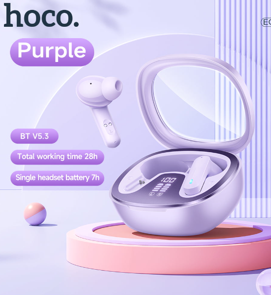 Hoco EQ6 TWS Wireless Earphones – Purple Color