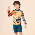 New 2022 Boys Swimwear Children Sun Protection Kids Cute Long Sleevezebra-stripe Boy Two Pieces Swimsuit. 