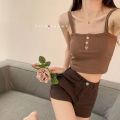 Summer Brown Stretch Denim Shorts Women's Small Versatile Hip Lifting Temperament Slim-Fit High Waist Figure Flattering Hot Pants Trendy. 