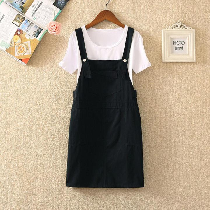 Junior High School Students13Summer14-16Young Girl12Big Boy15Suit Cute Jumpsuit Denim Brace Short Skirt