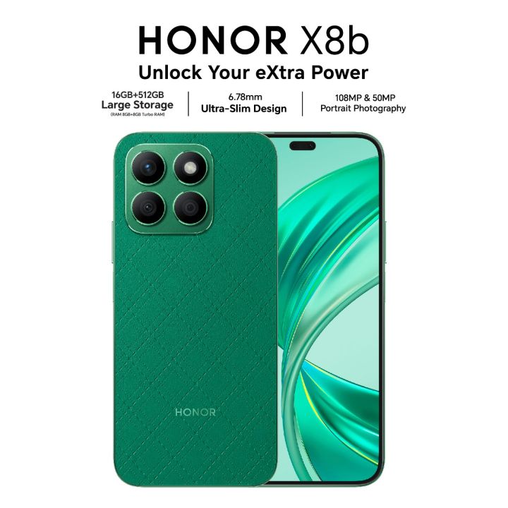 HONOR X8b 8GB+512GB Large Storage 108MP & 50 MP Portrait Photography 6.7 inches Risk-free Dimming AMOLED Display - 1 Year Warrenty