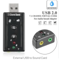External USB to Sound Card Converter Adapter 7.1 Sound Card for Windows XP/2000/Vista/7 3D USB Audio Adapter for PC and Laptop. 