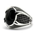 Retro Handmade Islamic Men Ring Vintage Turkish Double s Black Red CZ Stone Ring Punk 2023 Trendy Religious Muslim Jewelry.