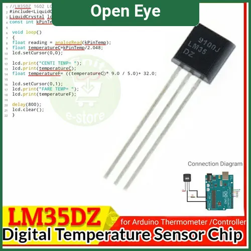 LM35DZ TO-92 LM35 IC Chip Precision Centigrade Temperature Sensor Thermometer Temperature Sensor for made DIY Digital Temperature Controller DIY KIT use in Arduino Uno R3 Replace DHT11 DHT21 DS18B20 SHT11 SHT15 Sensors