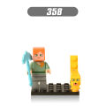 8pcs/set Minecraft Figures Building Steve Alex Wither skeleton Zombie Blocks Bricks For Children Gift Toys X0127.