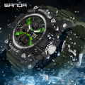 SANDA Three Screen Multifunctional Timing Watch Outdoor Waterproof Night Light Men's Watch SD3366-3. 