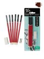 Mont Marte Drawing Set 8 Pcs Set 6 Grades of Graphite Pencils 2H HB 2B 4B 6B and 8B Includes Eraser and Metal Sharpener. 