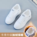 1726 Velvet Small White Shoes Winter Women's Shoes Year Leather Inner Heightened Lace-up Thick-soled Sneakers 2021 New Style. 