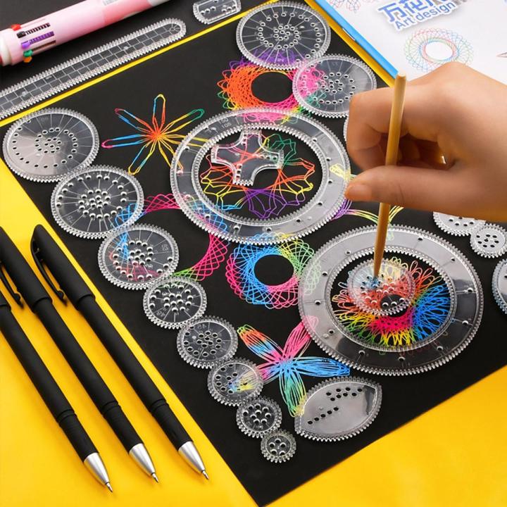 【DIV MALL】Spirograph Drawing Toys Set Interlocking Gears Wheels Painting Drawing Accessories Creative Educational Toy Spirographs