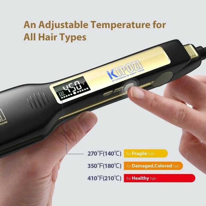 KIPOZI%20Professional%20Hair%20Straightener%20Titanium%20Flat%20Iron%20with%20Digital%20LCD%20Display%20Dual%20Voltage%20Instant%20Heating%20Curling%20Iron%20-%20Image%202