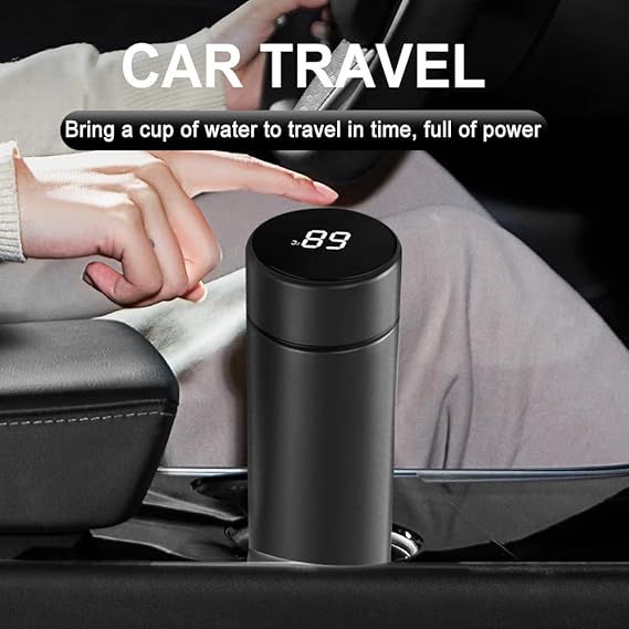 Coffee Cups Travel Mugs, 500Ml Water Bottle Vacuum Insulating Cup, LED Touchscreen Temperature Gauge(Black)