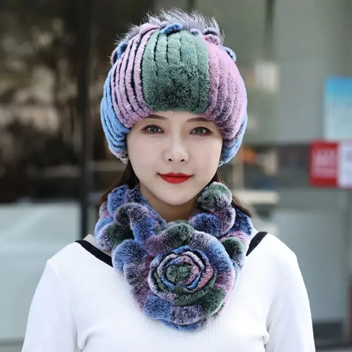 New%20Knitted%20Women%20Winter%20Real%20Rex%20Rabbit%20Fur%20Hat%20Scarf%20Natural%20Soft%20Rex%20Rabbit%20Fur%20Cap%20Scarves%20Sets%20For%20Lady%20Outdoor%20Keep%20Warm%20-%20Image%202