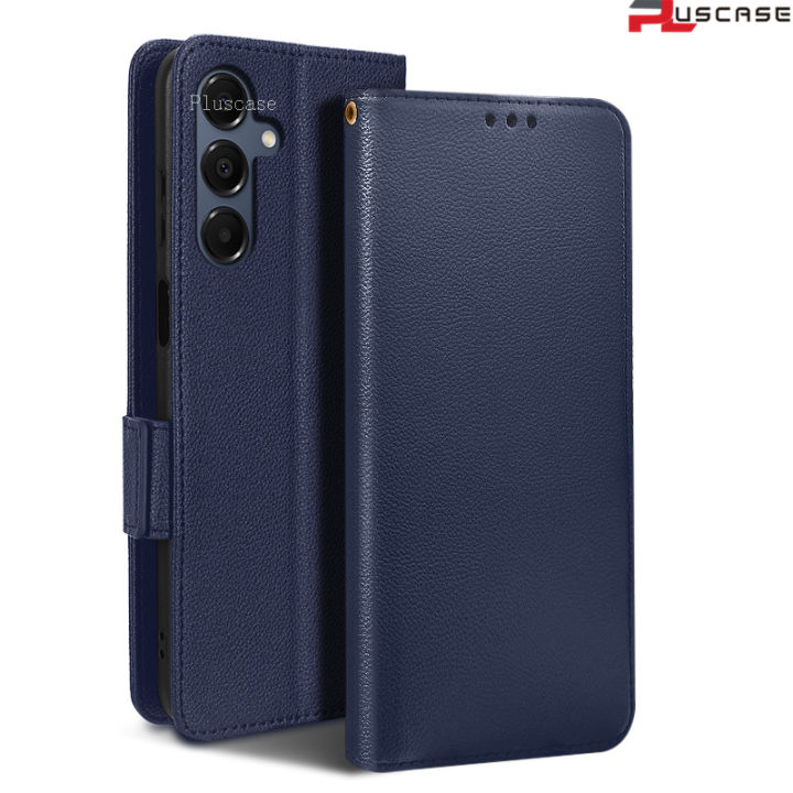 PlusCase for Samsung Galaxy A16 4G 5G Premium Leather Camera Protection Durable TPU Shell Folio Phone Case