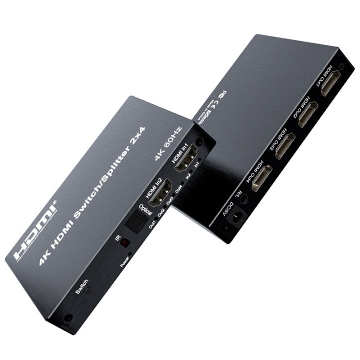 4K@60Hz%202x4%20Switch%202%20In%204%20Out%20HDMI-compatible%205M/30M%20Extend%20Splitter%20Switcher%20With%20Audio%20Extractor%20for%204%20Screen%20Monitor%20Display%20-%20Image%202