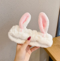 Korean Version of Super Cute Hair Bands Rabbit Ears Flannel Hairband Face Mask Bangs Hairband Cute Girl Animal Fluffy Headband Hair Accessories. 