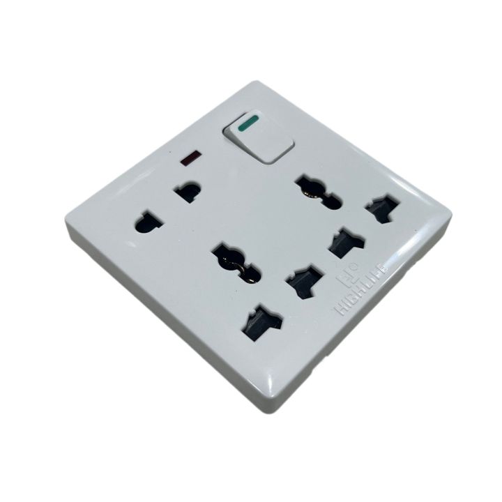 8 Pin Multi with 2 Pin and Dual 3 Pin Combined Function Universal Socket with Switch 8Pin