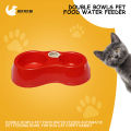 Double Bowls Pet Food Water Feeder Automatic Pet Feeding Bowl for Dog Cat Puppy Rabbit.