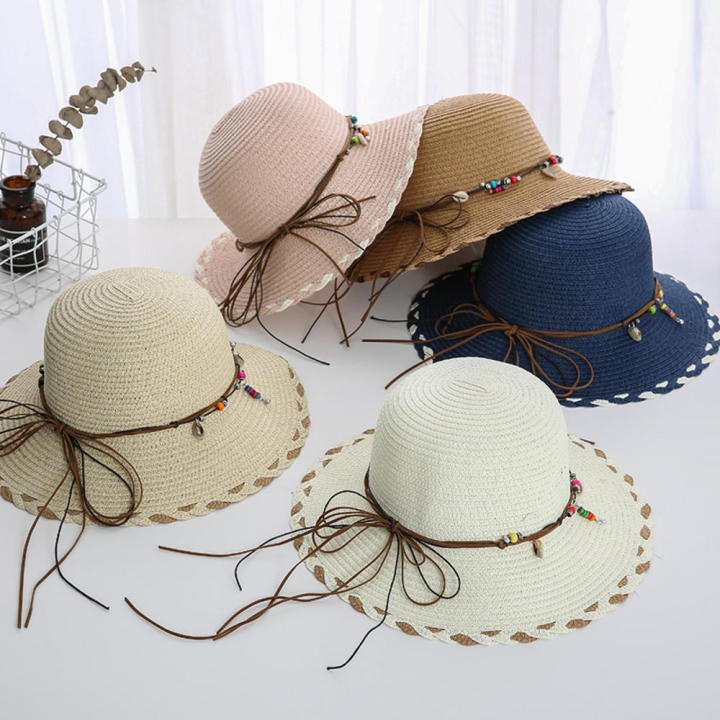 Floral Straw Hat UV Protection Lightweight Wide Brim Women's Sun